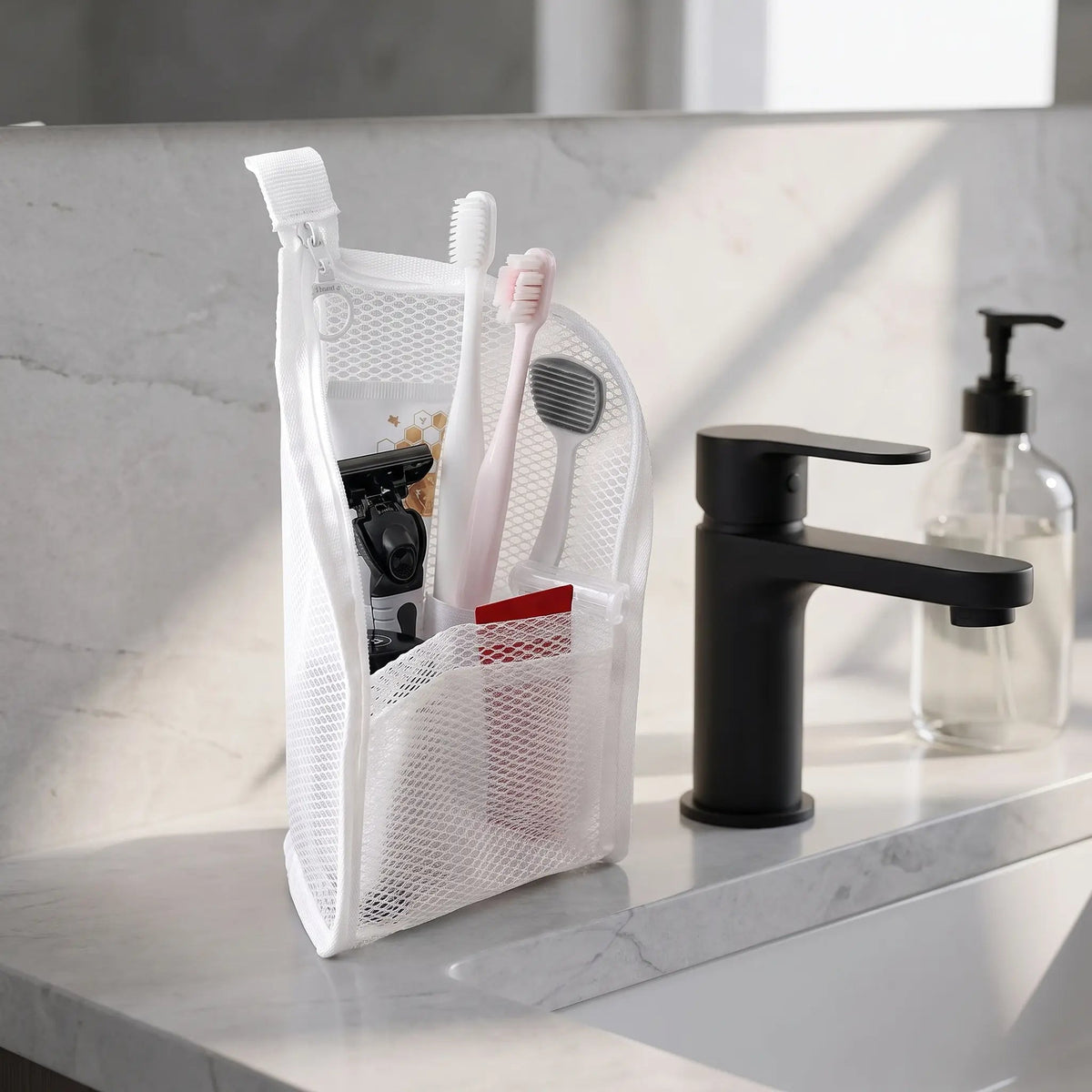 🔥LAST DAY SALE ONLY!! ✨BUY 1 GET 1 FREE!!!🔥Mesh Zipper Toiletry Storage Pouch - Multi-Pocket Travel Cosmetic Organizer Bag